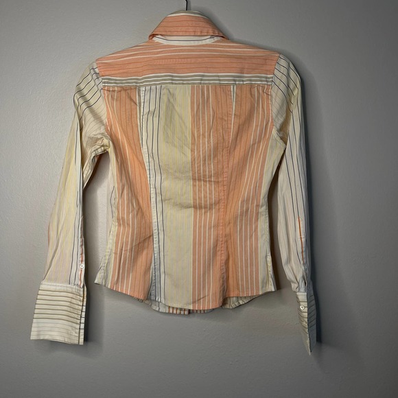 Express Button Down Shirt Stripe Stretch Cotton Spandex Blouse Top Size 4 Button - Picture 4 of 7